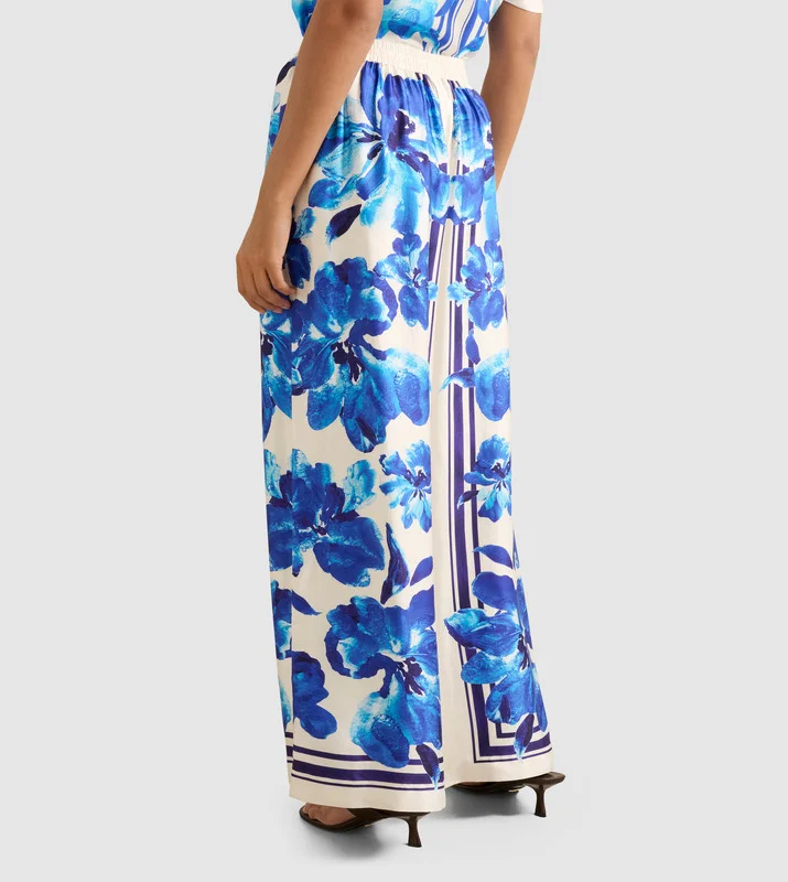forever new  SABINA Printed Satin Wide Leg Pants for Women | Best Price UAE